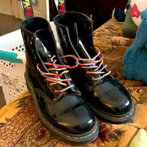 Dr Martens womens size 8 holographic rainbow boots